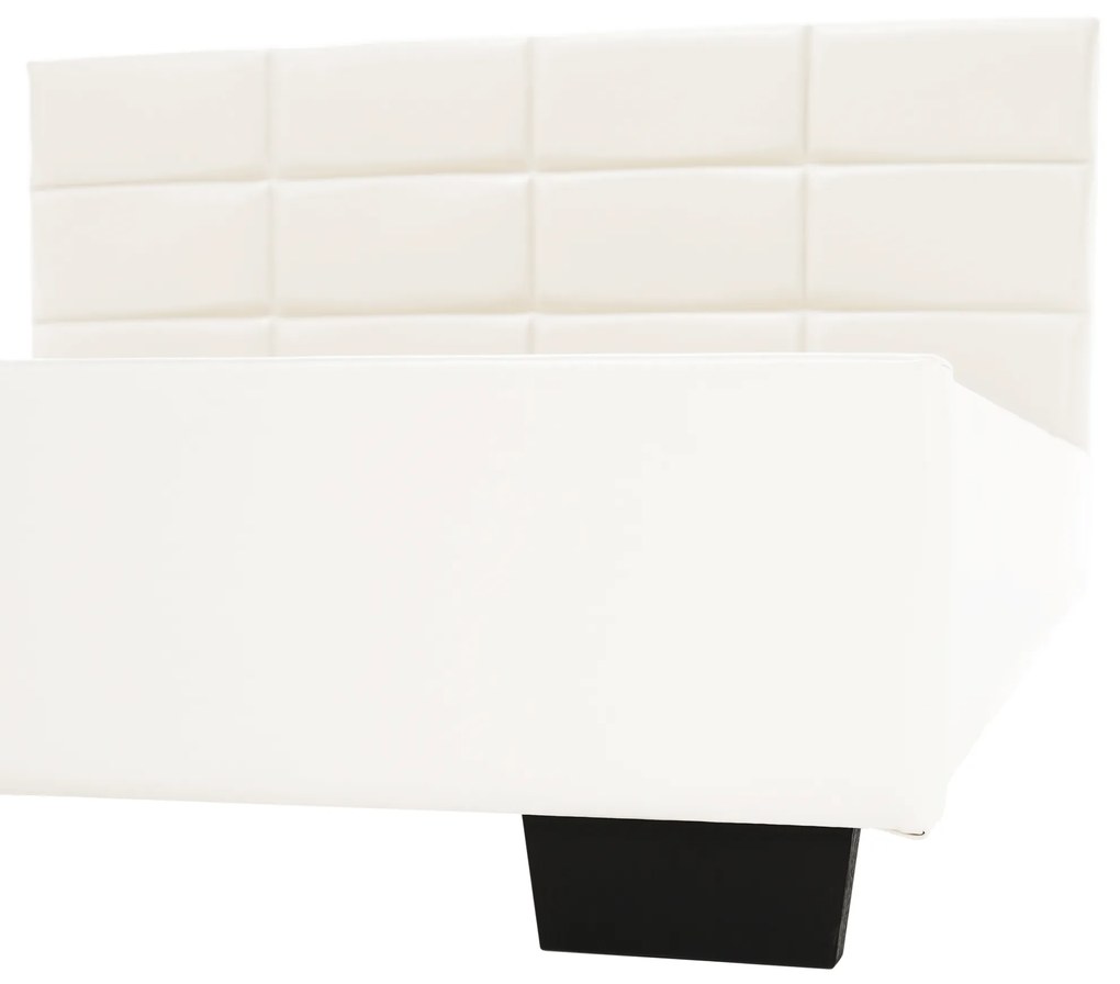 Pat matrimonial cu somieră, 160x200, piele eco albă, MIKEL