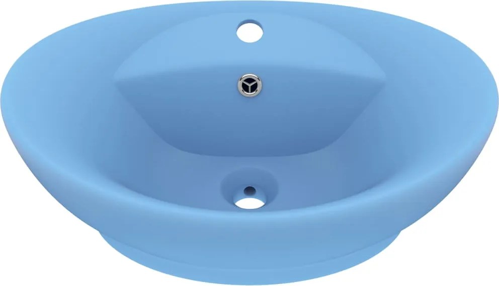 vidaXL Chiuvetă lux cu preaplin, bleu mat, 58,5x39 cm, ceramică, oval