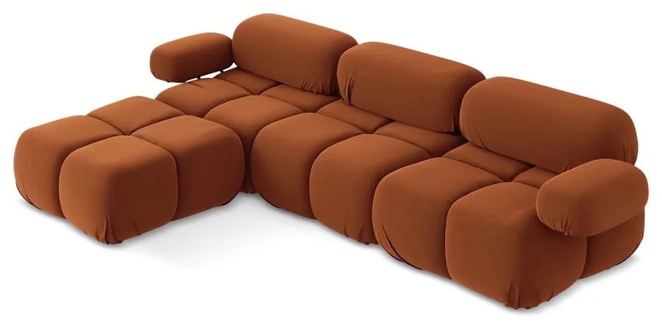 Colțar modular portocaliu cu tapițerie din catifea Lokua – Makamii