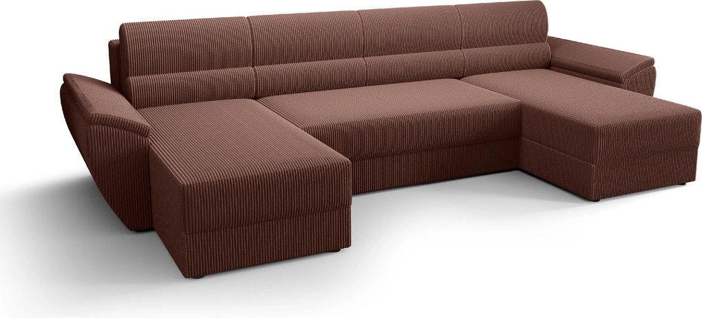 Coltar extensibil in forma de U TAVERO, roz inchis, 321x140 cm