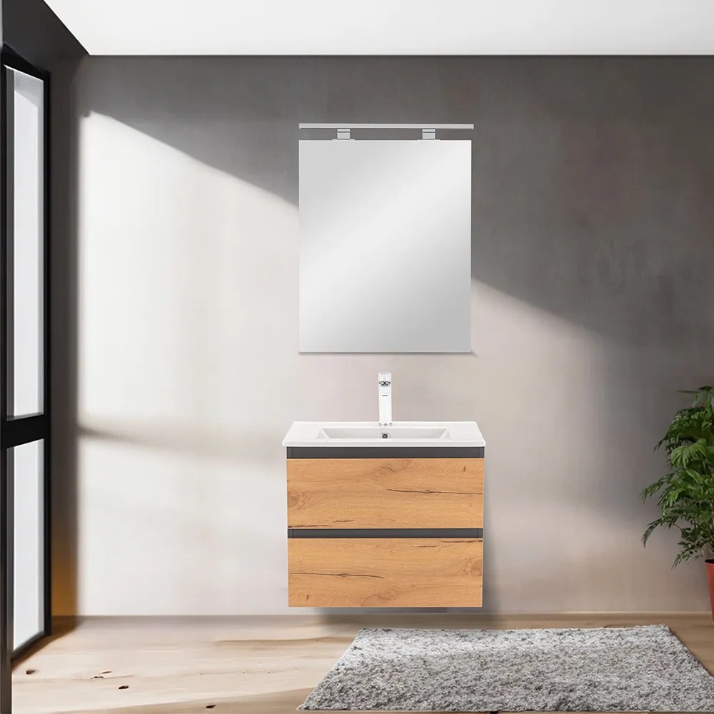 Mobilier complet de baie Vario Forte 60 antracit-stejar