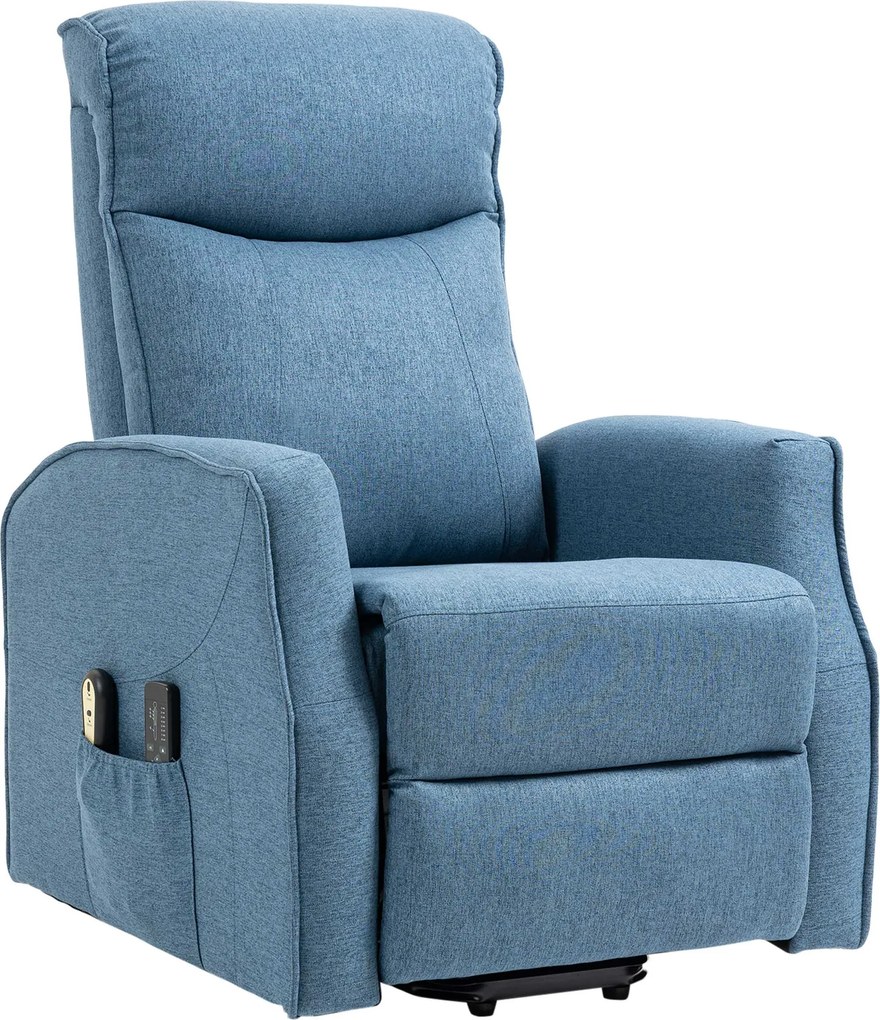 HOMCOM Fotoliu Recliner cu 8 Puncte de Masaj, Rabatabil la 135° cu Suport pentru Picioare, 74,5x87,5x110 cm, Albastru | Aosom Romania
