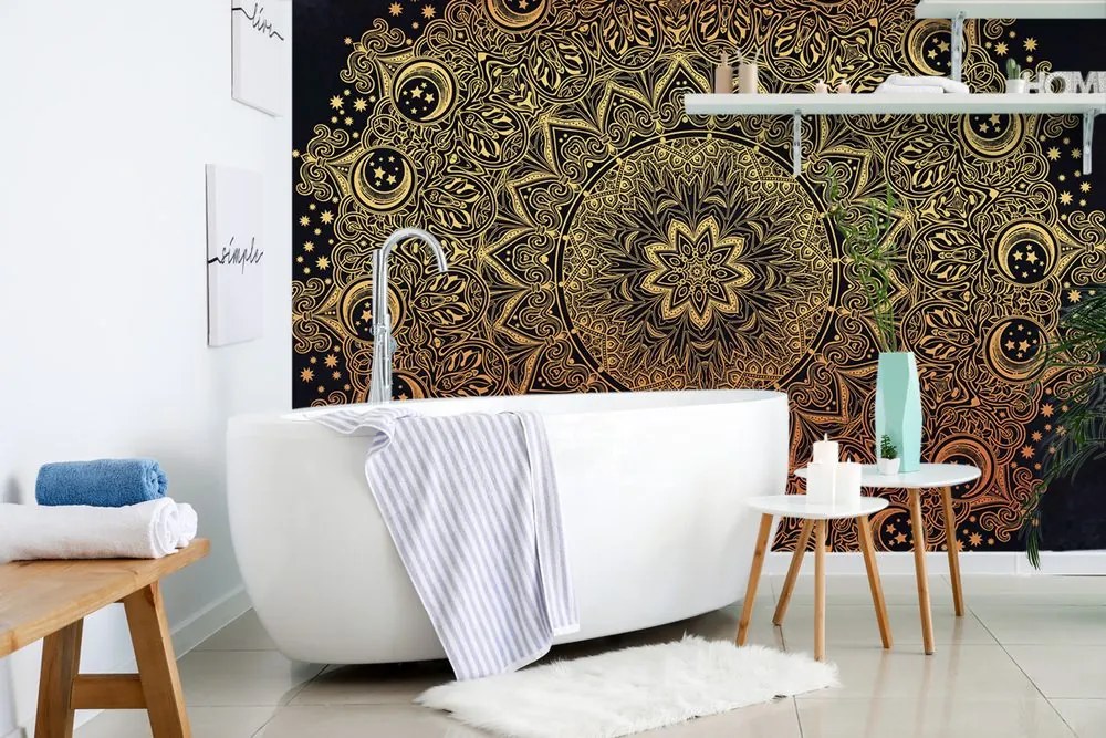 Tapet mandala orientală aurie