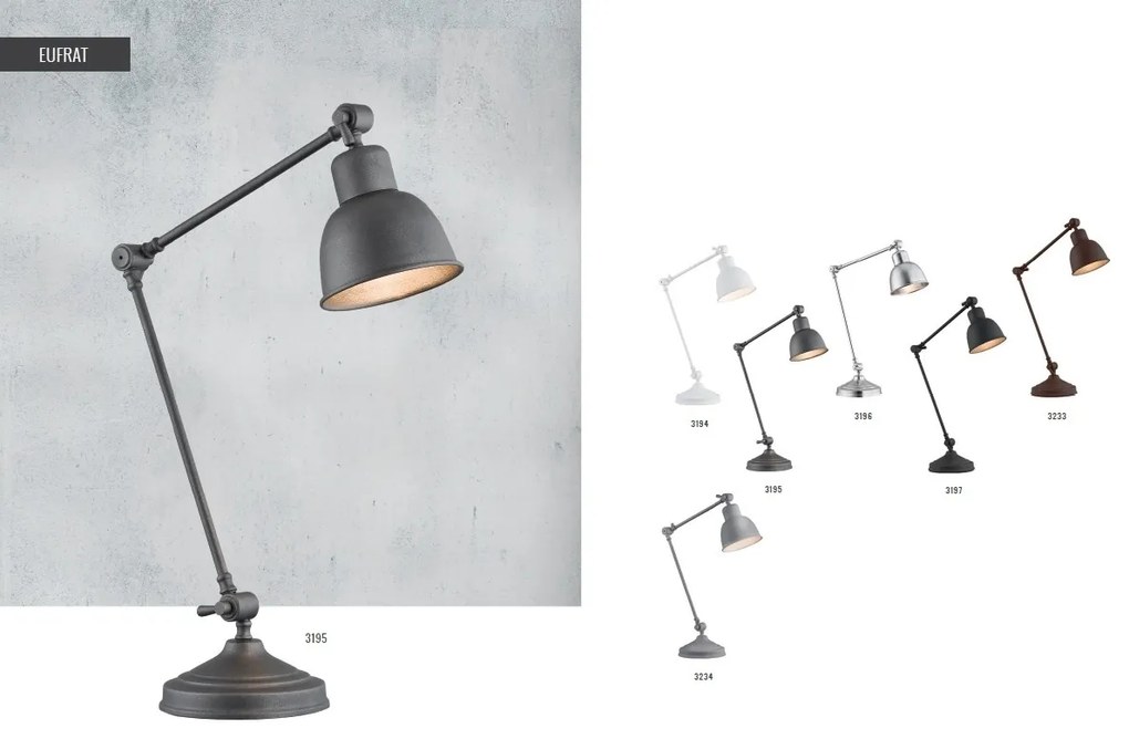 Veioza / Lampa reglabila stil industial EUFRAT antracit