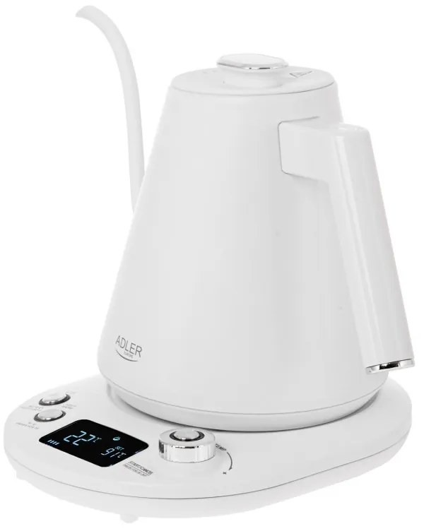 Cana electrica Adler AD 1349W, 1100W, 1 l, 40-100°C, mentinere caldura, Afisaj LED, Alb