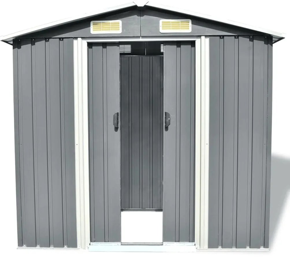 Magazie metalica de gradina, 204 x 132 x 186 cm, gri