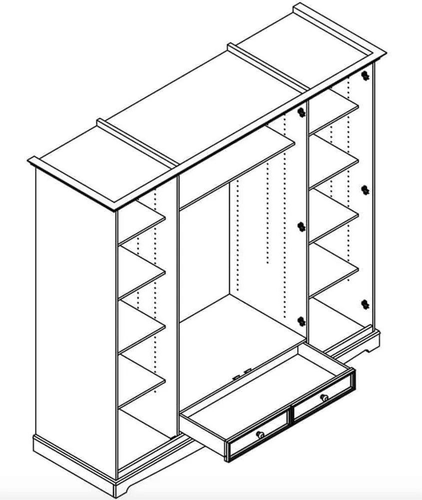 Dulap lemn masiv alb Linea, 203 × 65 × 190 cm