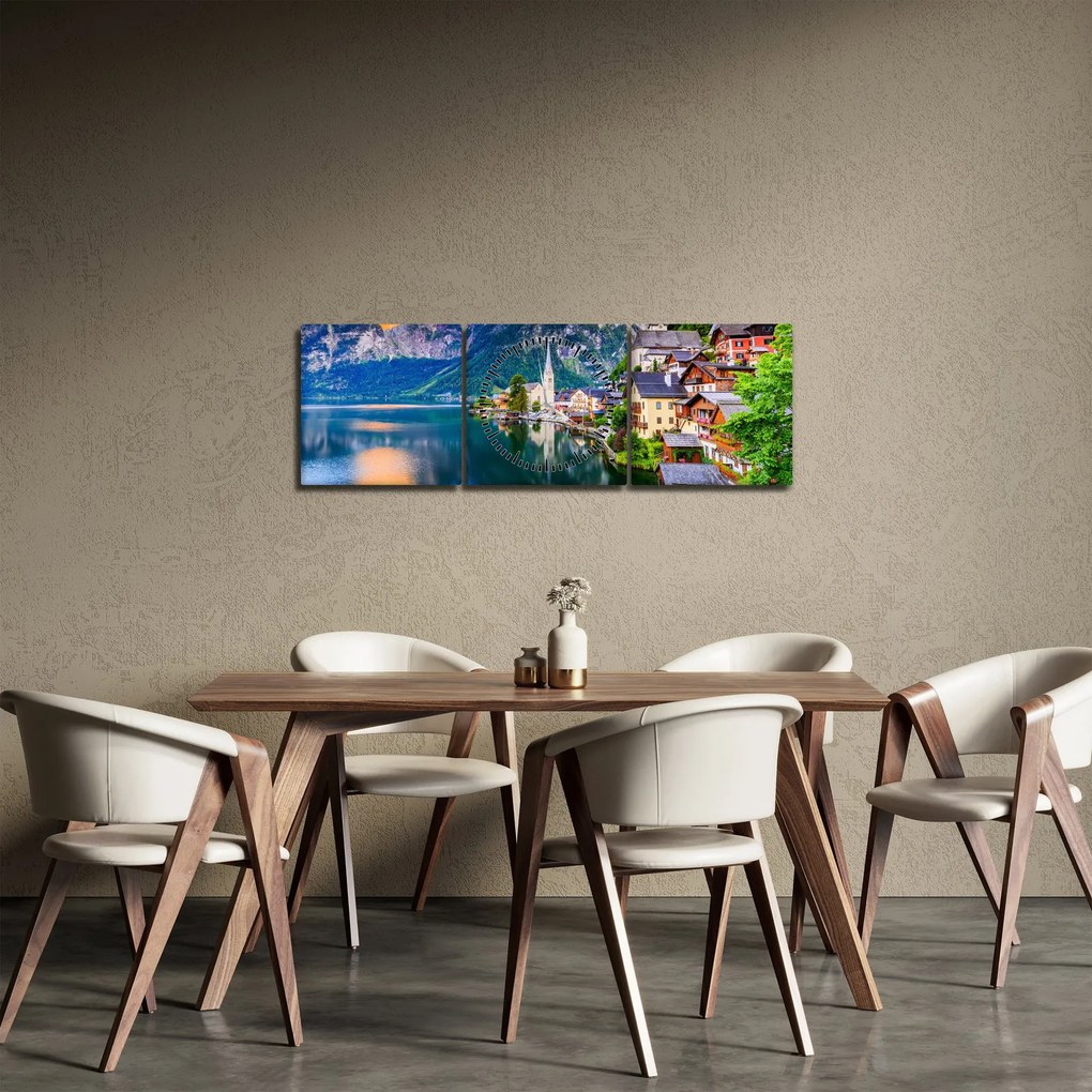 Tablou - Sat alpin (cu ceas) (90x30 cm)