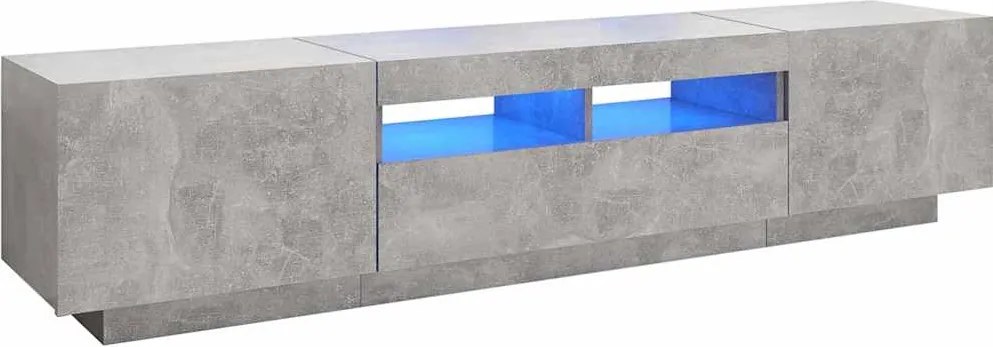 vidaXL Comodă TV cu lumini LED, gri beton, 180x35x40 cm