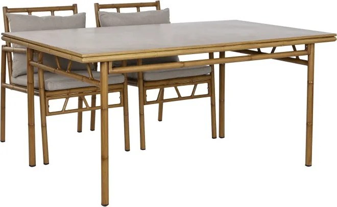 Set dining exterior din aluminiu și stofă, masă și 4 scaune, bej, "Ceylon"