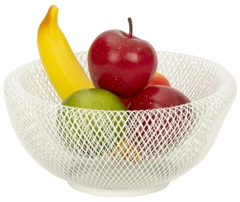 Coș de fructe din metal alb Ø 25 cm