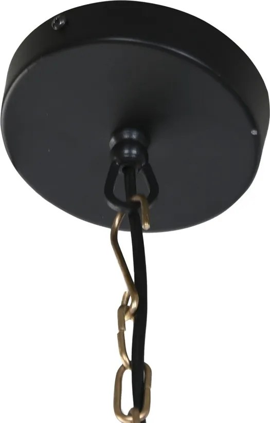 Lustră suspendată din metal, auriu, cu lanțuri, finisaj antichizat, 98 x 46 cm, „Vernon”