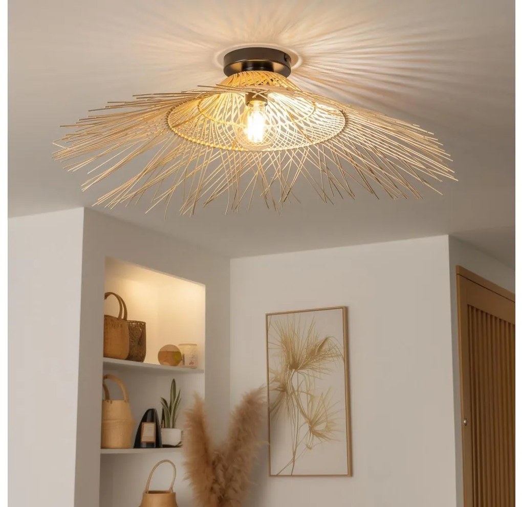 Brilagi - Lustră LED aplicată CERIA BOHO, 1xE27/40W/230V, Ø 70 cm, bambus