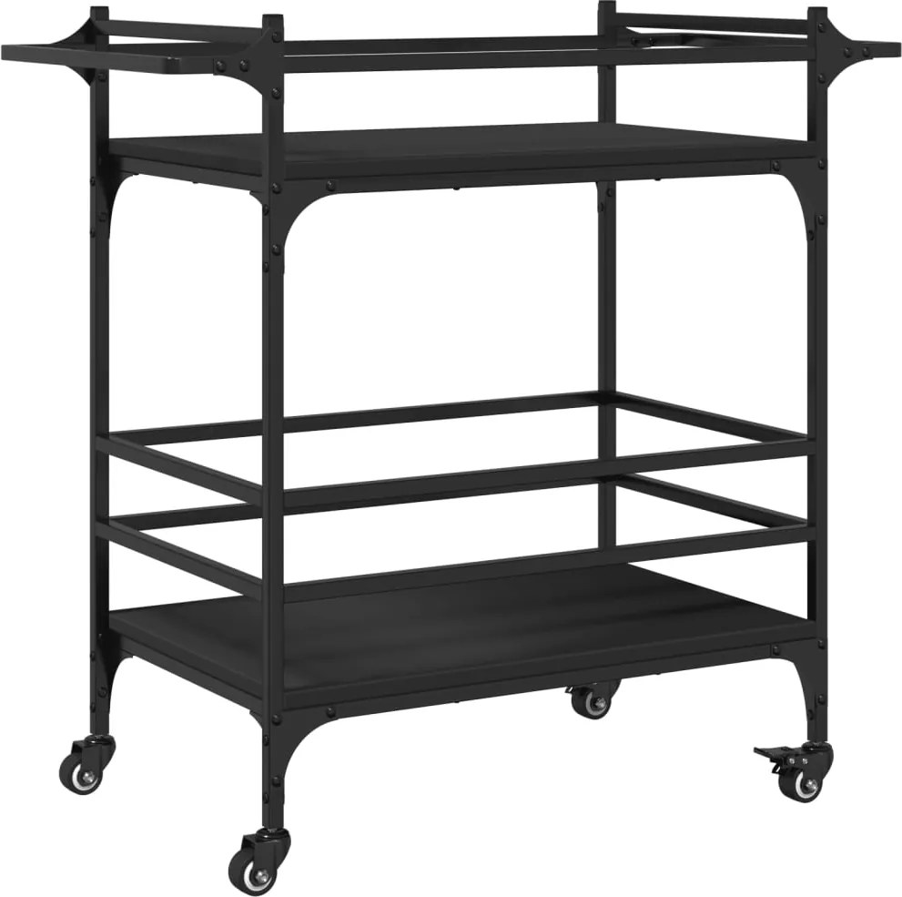 vidaXL Cărucior de bucătărie, negru, 82x40x78,5 cm, lemn prelucrat