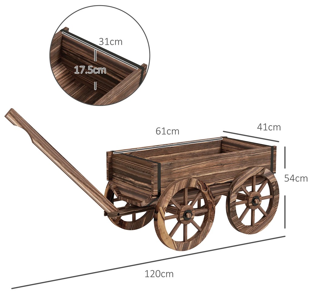 Outsunny Jardiniera tip roaba din lemn cu roti, Carucior rulant p | Aosom Romania
