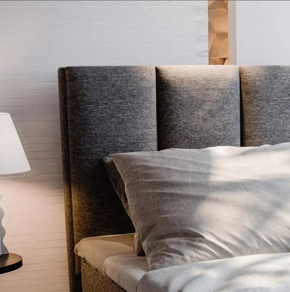 Ofertă pat tapițat boxspring MERALIS 80x200 cm gri clasa II Saltele: Saltea cu arcuri Bonell