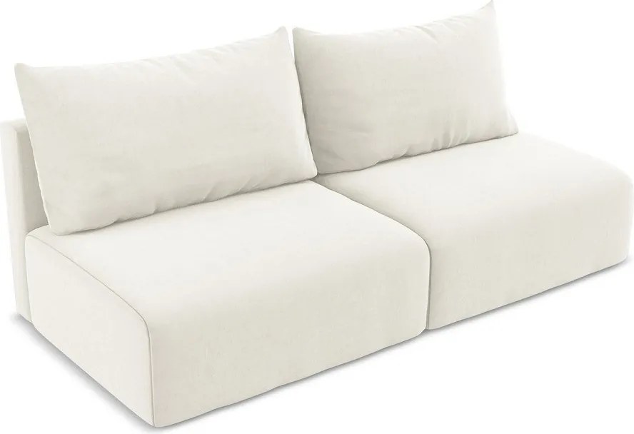 Canapea crem extensibilă/cu spațiu de depozitare cu tapițerie din catifea 216 cm Kalena – Makamii