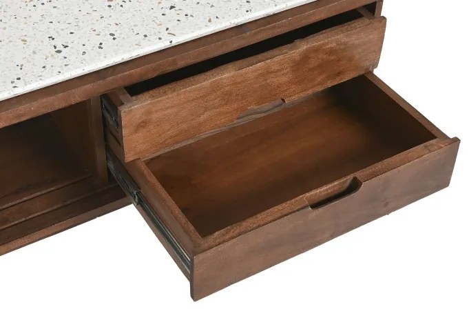 Comoda TV, natur, din lemn de acacia si blat din terrazzo, Brione