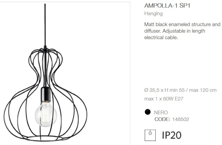 Lustra suspendata / Pendul Industrial Style AMPOLLA-1 SP1 148502