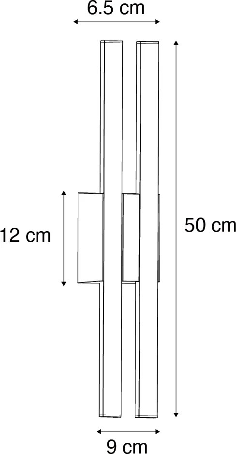 Aplică de perete exterioară modernă neagră cu LED 2 lumini IP54 - Jamal
