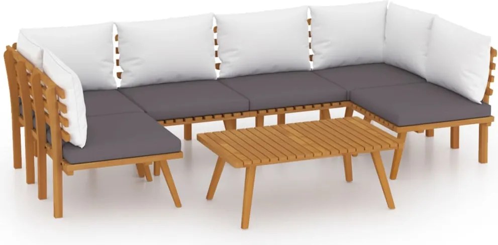 vidaXL Set mobilier de grădină cu perne, 7 piese, lemn masiv acacia