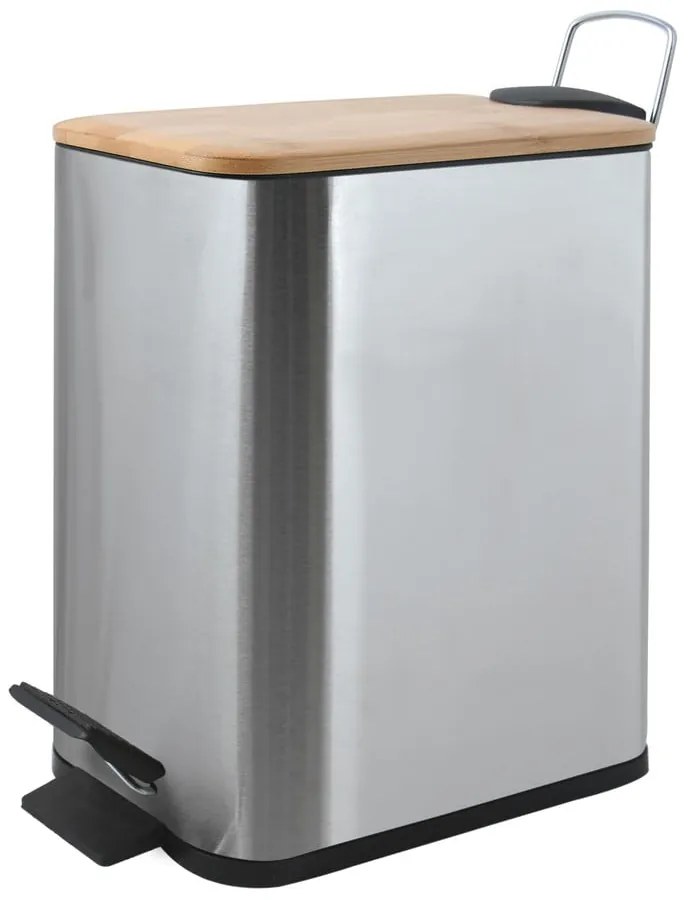 Coș de gunoi argintiu mat cu pedală din oțel 5 l Erik – Spirella