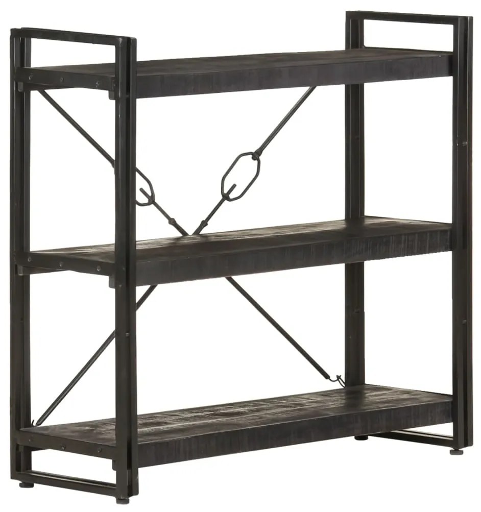 vidaXL Bibliotecă cu 3 rafturi, negru, 90x30x80 cm, lemn masiv mango