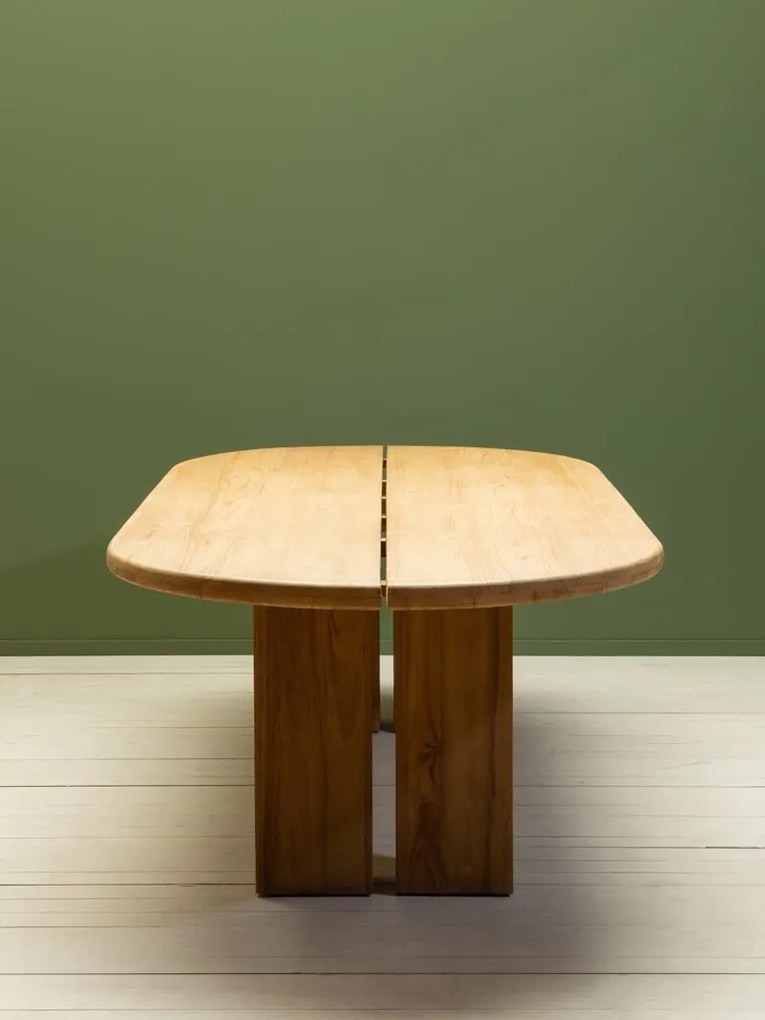 Masa dining ovală de exterior din lemn masiv de tec, L 250 cm, „Atlas”