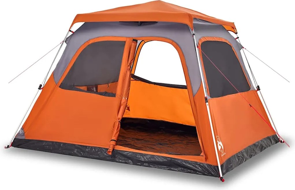 vidaXL Cort familie cupolă 6 persoane, gri/portocaliu, setare rapidă