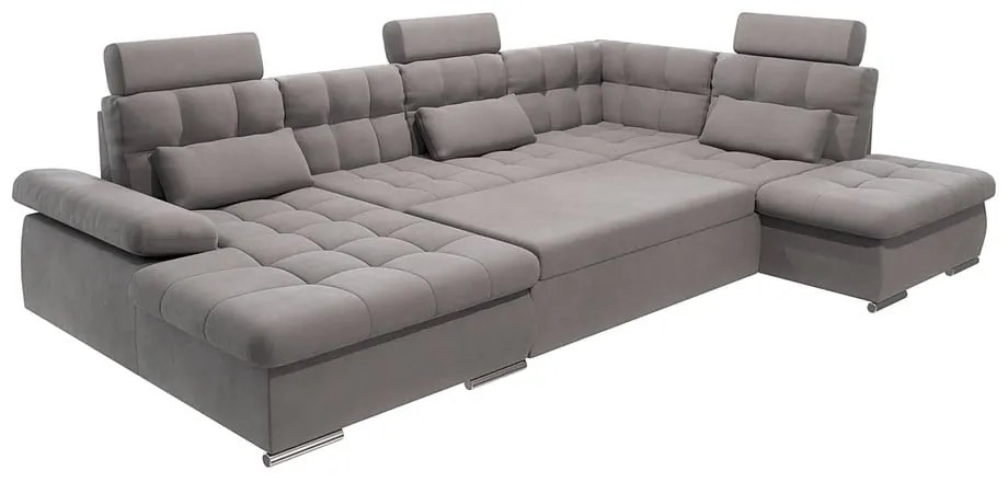 Colțar gri extensibil, cu spațiu de depozitare (cu colț pe partea dreaptă, în formă de "U") Merkur – Ropez