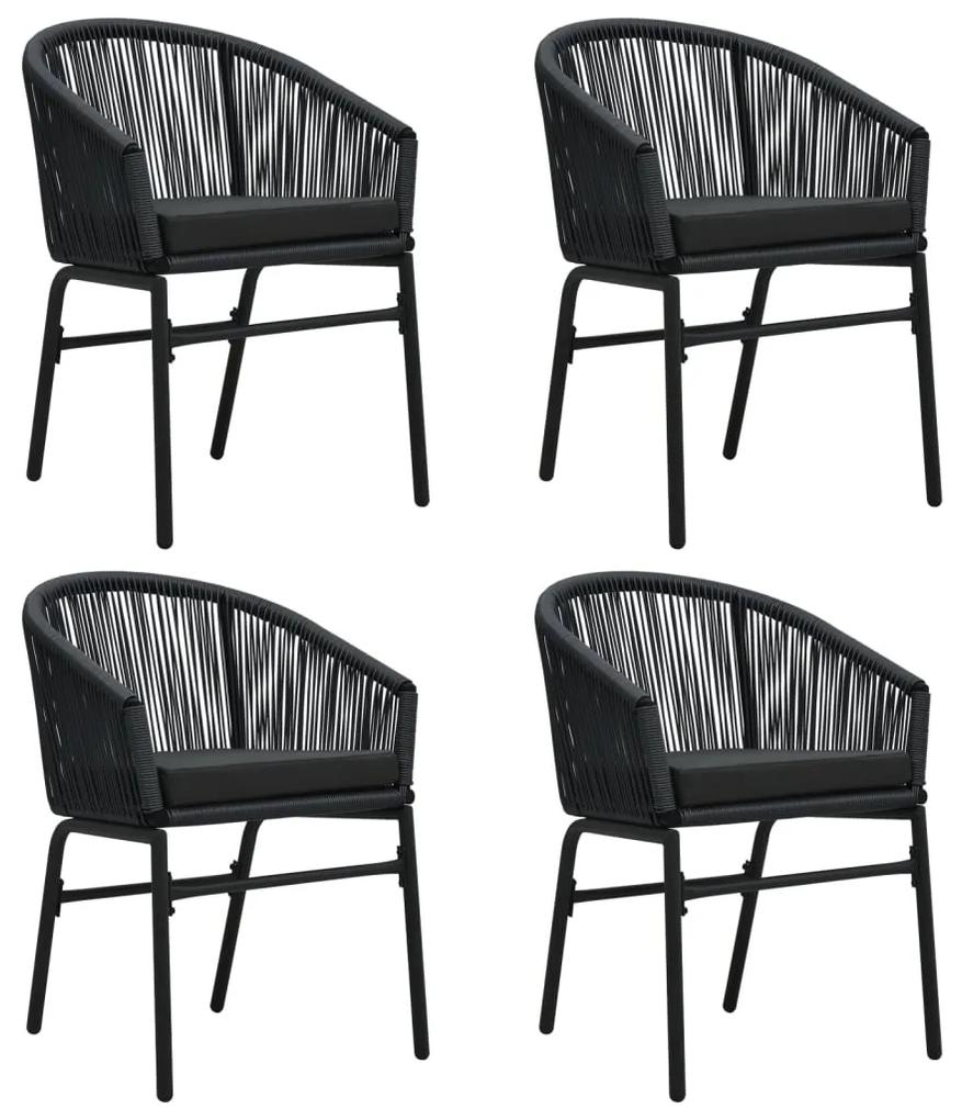 Set mobilier pentru gradina, 5 piese, negru Negru, Lungime masa 140 cm, 5