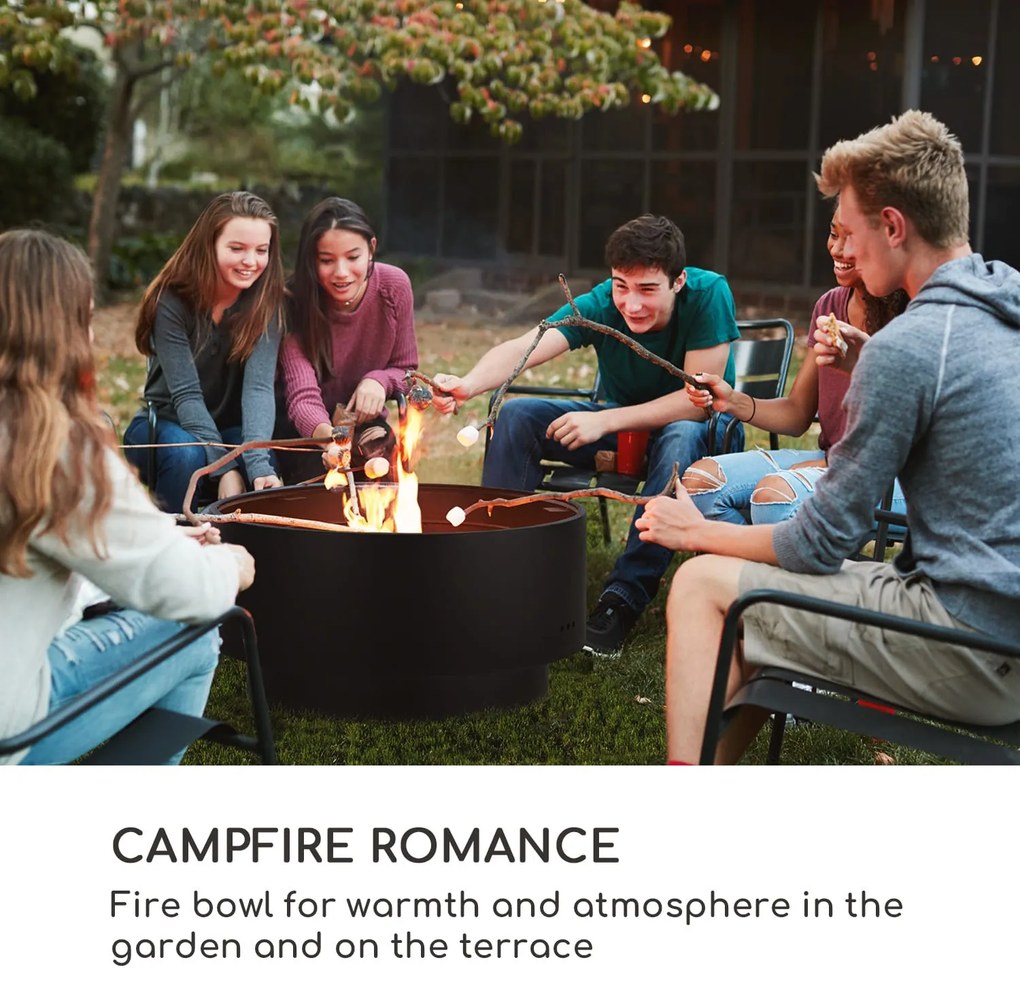 Blumfeldt Pompeji, focar cu gratar, Ø60cm, otel