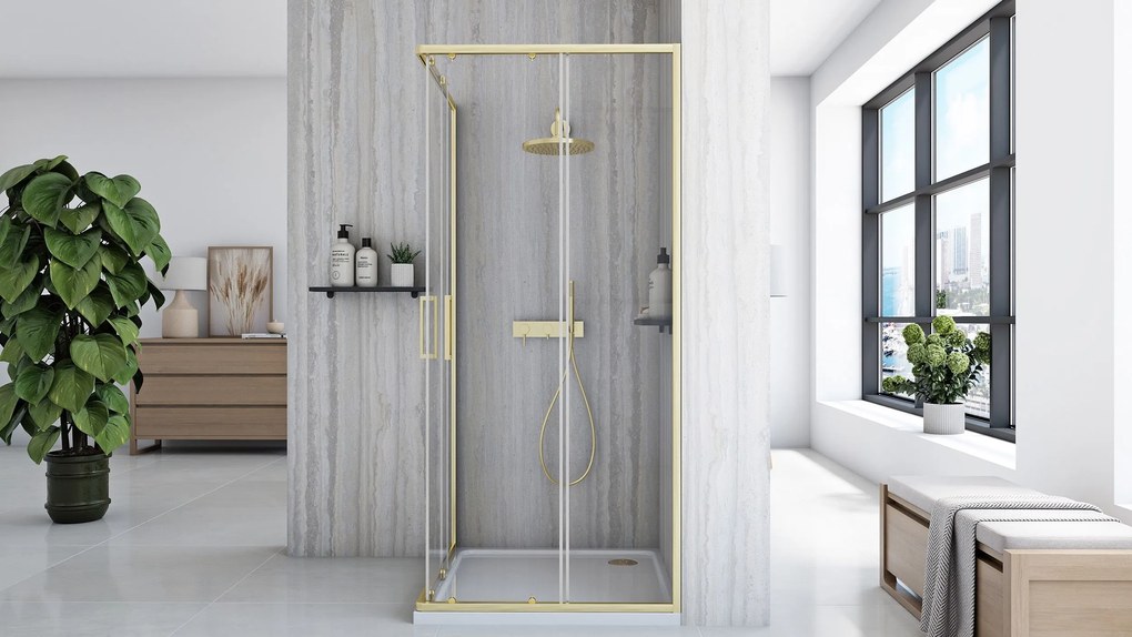 Cabina de dus Rea City 80x80 cm Gold Brush