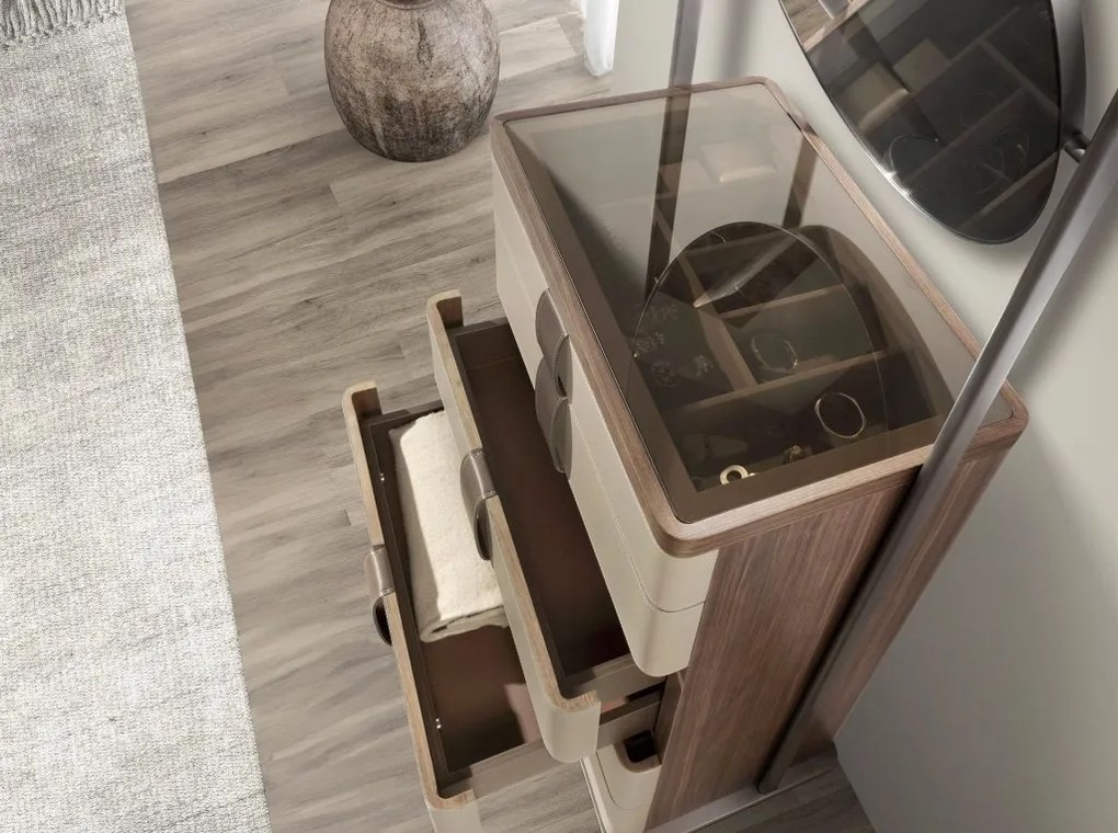 Comoda cu oglinda, sertar cu spatiu pentru ceasuri si bijuterii Chiffonier