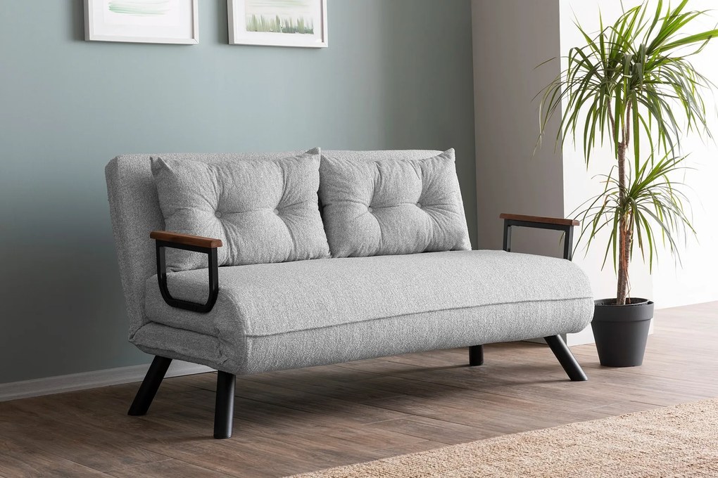 Atelier Del Sofa, Canapea extensibilă 2 locuri Elmas gri 133/78/78 cm
