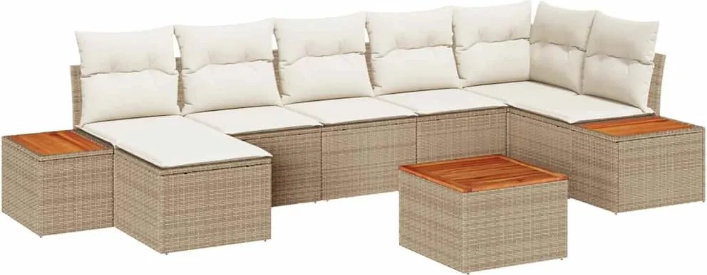 vidaXL Set de canapele pentru grădină cu pernă 8 pcs Bej poliratan