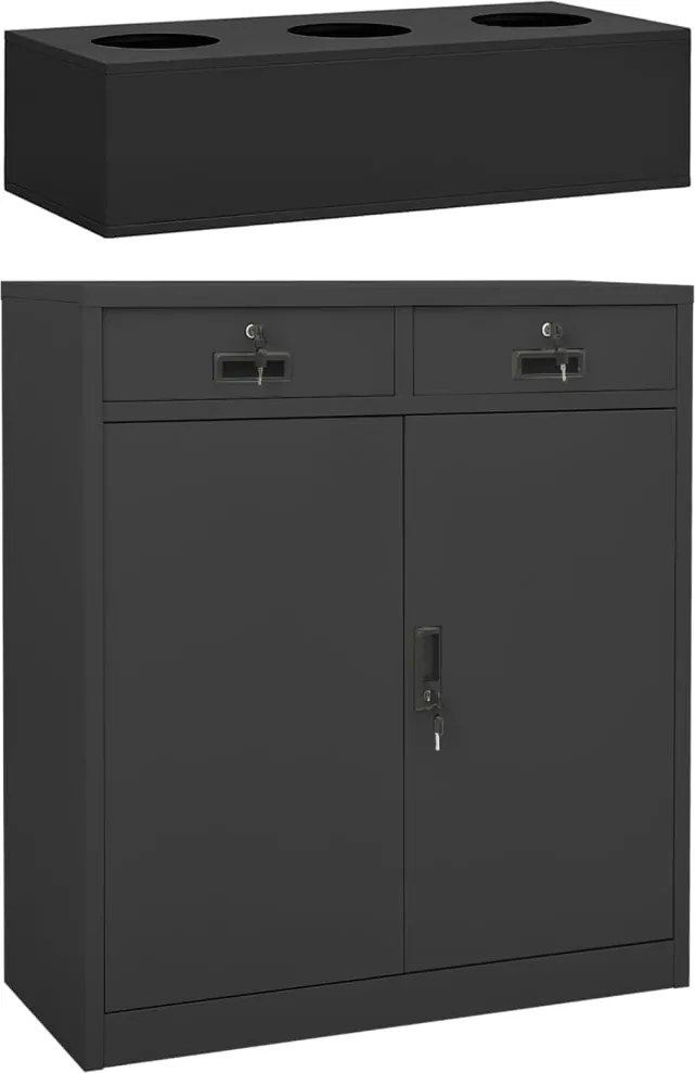 vidaXL Dulap pentru birou și jardinieră, antracit, 90x40x125 cm, oțel