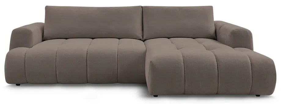 Colțar taupe extensibil/cu spațiu de depozitare (cu colț pe partea dreaptă/cu șezlong) Fuji – Bobochic Paris