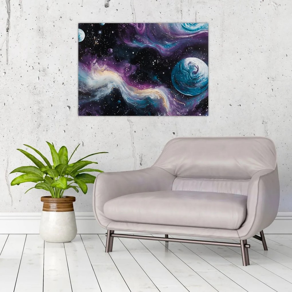 Tablou pe sticlă - Univers pictat (70x50 cm)
