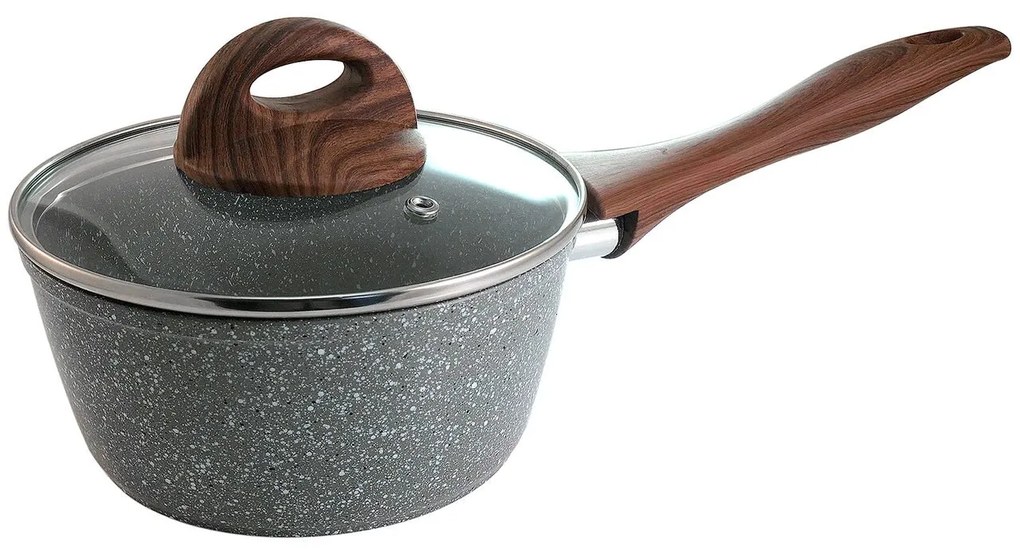 Cratita cu capac sticla YENA, 5 ani garantie, marmorata, neaderenta 1,2 L 16 cm