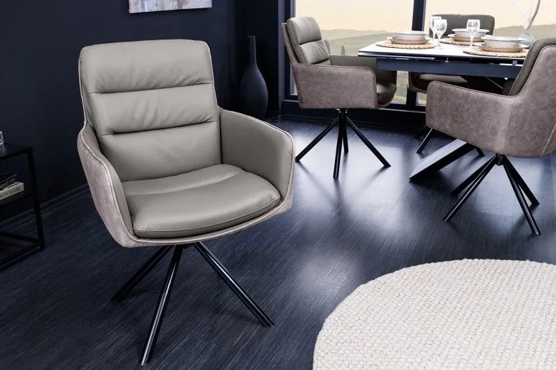 Set 2 scaune pivotante pivotant Big George, microfibra/ piele taupe