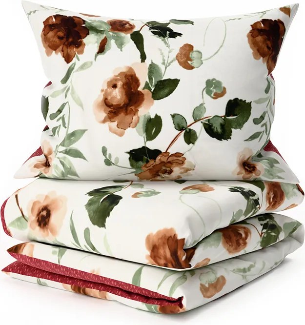 Lenjerie de pat dubla DUO SENSE ROSALIA cu model + fata de perna 40x50 cm GRATUIT Dimensiune lenjerie de pat: 70 x 90 cm | 140 x 200 cm