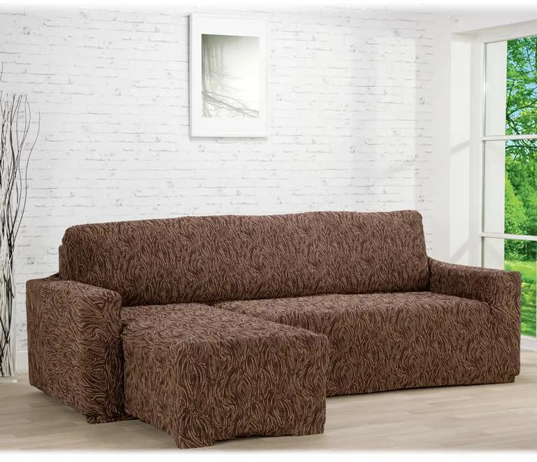 Huse care se întind foarte bine 3D FUSTA maro canapea cu otoman stânga (l. 210 - 270 cm)