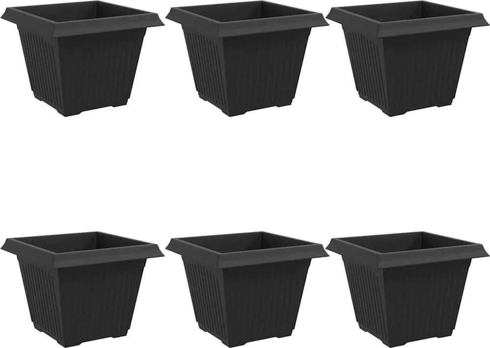 vidaXL Vază pătrată pentru flori 6 pcs Negru 43 x 43 x 33,5 cm Plastic
