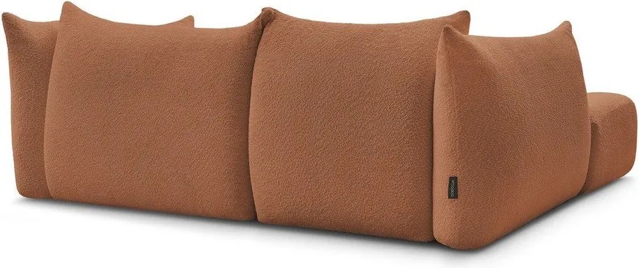 Colțar portocaliu cu tapițerie din țesătură bouclé (cu colț pe partea stângă/cu șezlong) Azra – Bobochic Paris