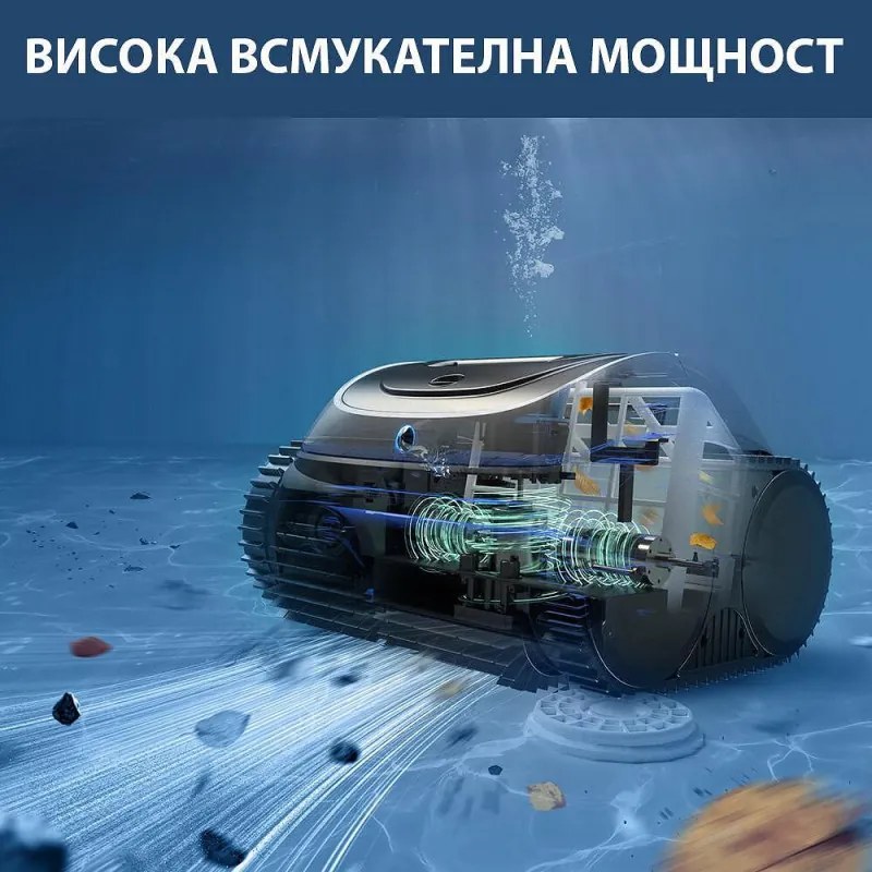 Robot curatare piscine fara fir Wybot C1, 65W, SMART, Pentru pana la 150 m², 4 moduri, Auto-parcare, Auto-revers, IPX8, Negru