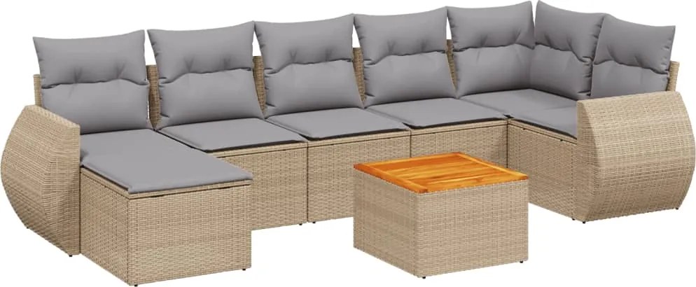 vidaXL Set canapele de grădină, 8 piese, cu perne, bej, poliratan