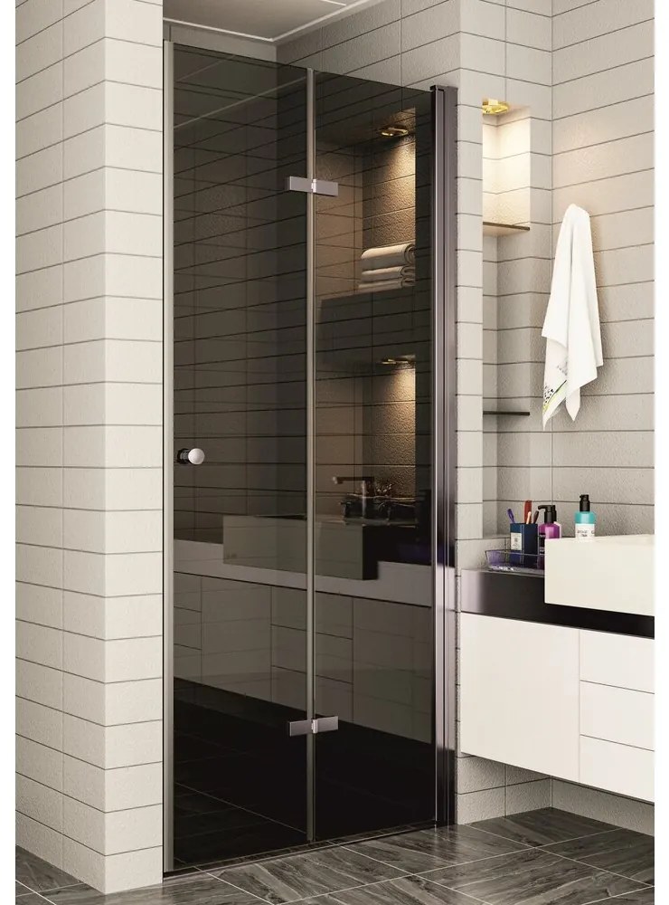 Usa de nisa pliabila Inter Ceramic 97-98 cm sticla fumurie 6 mm profil gri mat Gun Grey