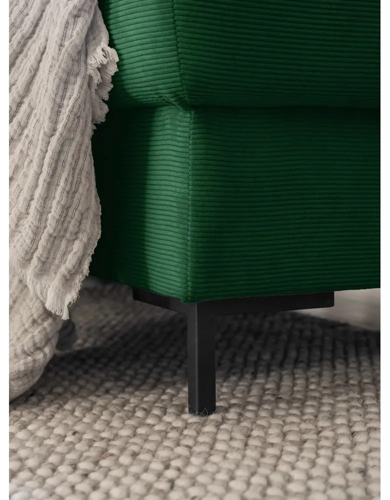 Colțar verde închis extensibil cu tapițerie din catifea reiată (cu colț pe partea dreaptă) Lofty Lilly – Miuform