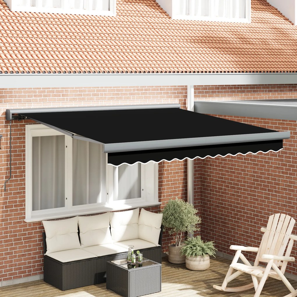 Marchiză manuală retractabilă neagră 300x250 cm